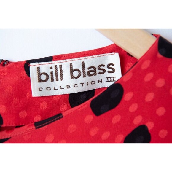Bill Blass Collection Women's Dress Size 4 Vintage Red Black Polk Dot Cocktail - Picture 3 of 8